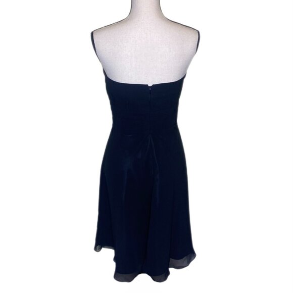 White House Black Market Strapless Black Lined Dress w/Ruched Bodice Size 4 - Picture 3 of 9